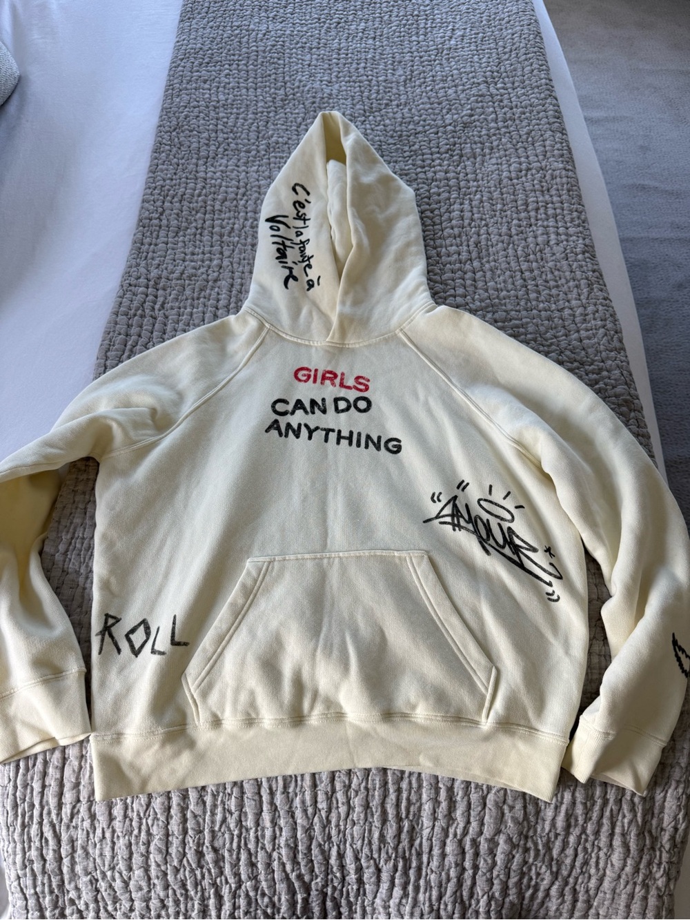 Zadig & Voltaire Cream Hoodie with Black Logo Label - Picture 1 of 5